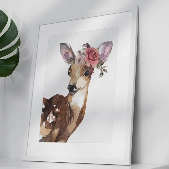 Wall Art Baby Deer Watercolor Illustration Print Poster UNFRAMED - Picture 8 of 9
